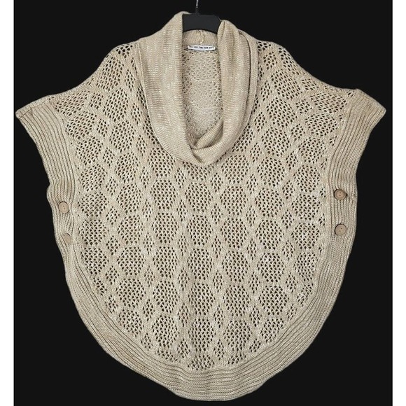 Two-One-Two New York ~Woman Size XL~ Beige Knit Cowl Neck Kimono Sweater Boho. - Picture 10 of 12